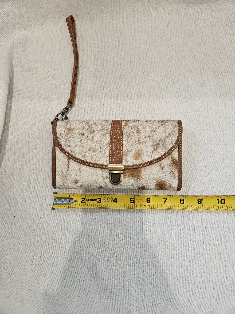 Myra Aria Spotted Hair-on Cowhide Leather Clutch Wallet with Tan Leather Trim - Picture 7 of 8